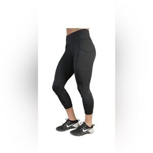 CVG Black Moto Capri Leggings